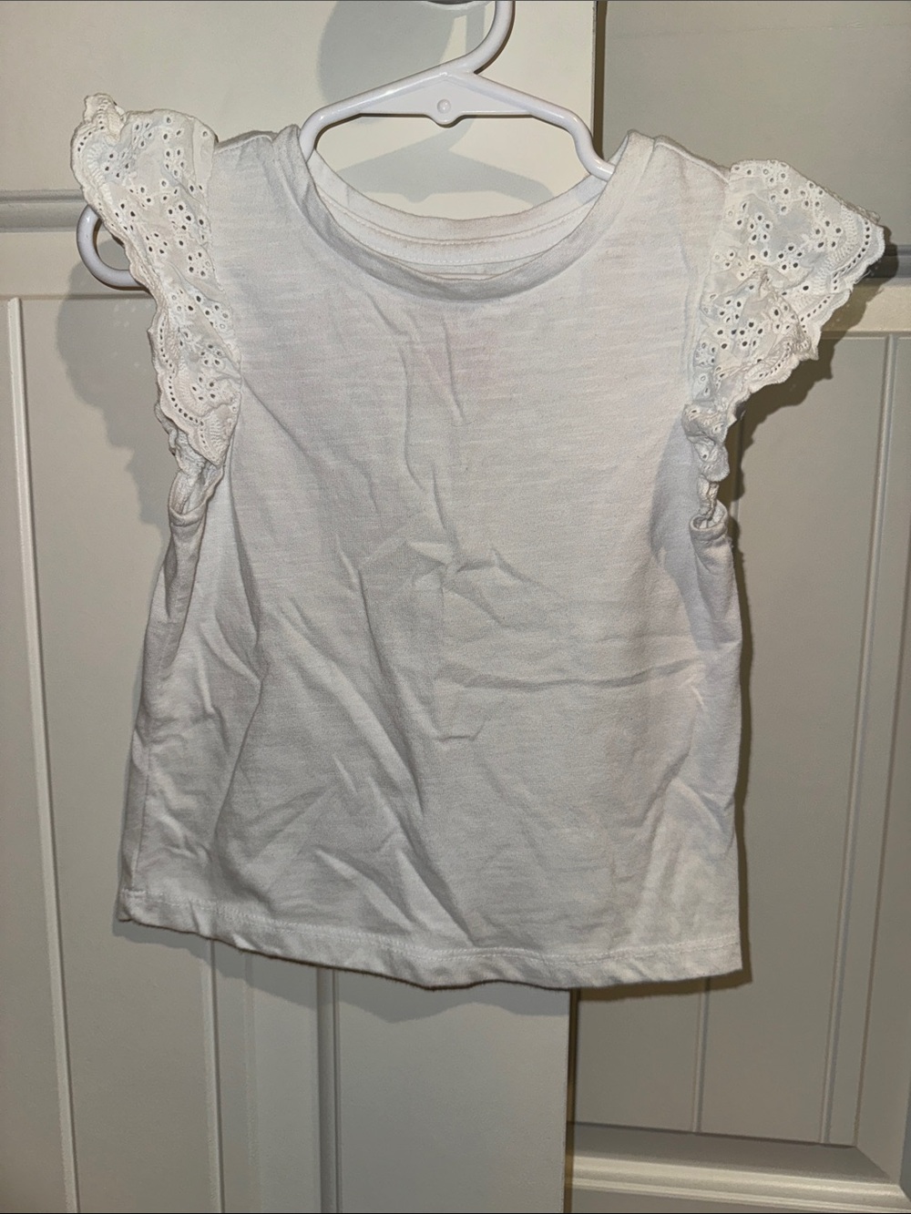 Cat & Jack White Eyelet Flutter Sleeve Tee Top